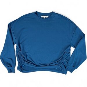 Sincerely Jules Ruched Side Adjustable Pullover Deep Teal Sweatshirt Small